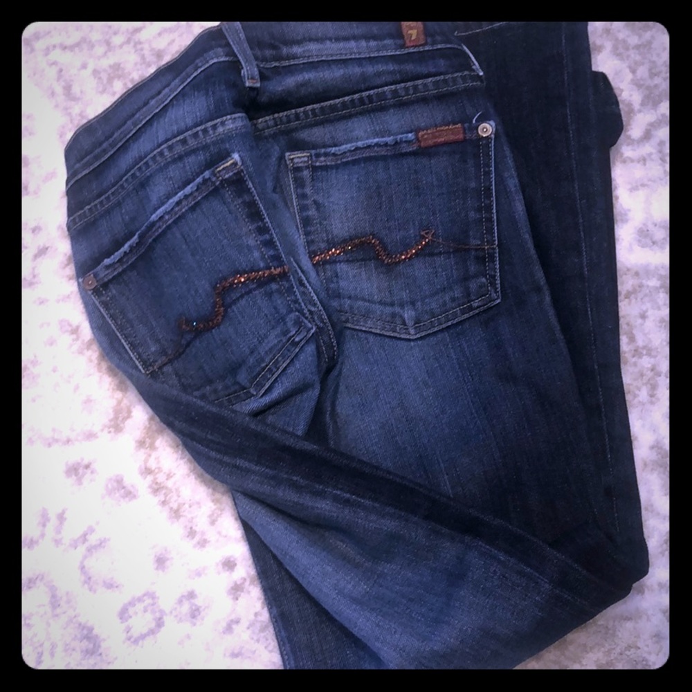 Crystal pocket jeans. Boot cut